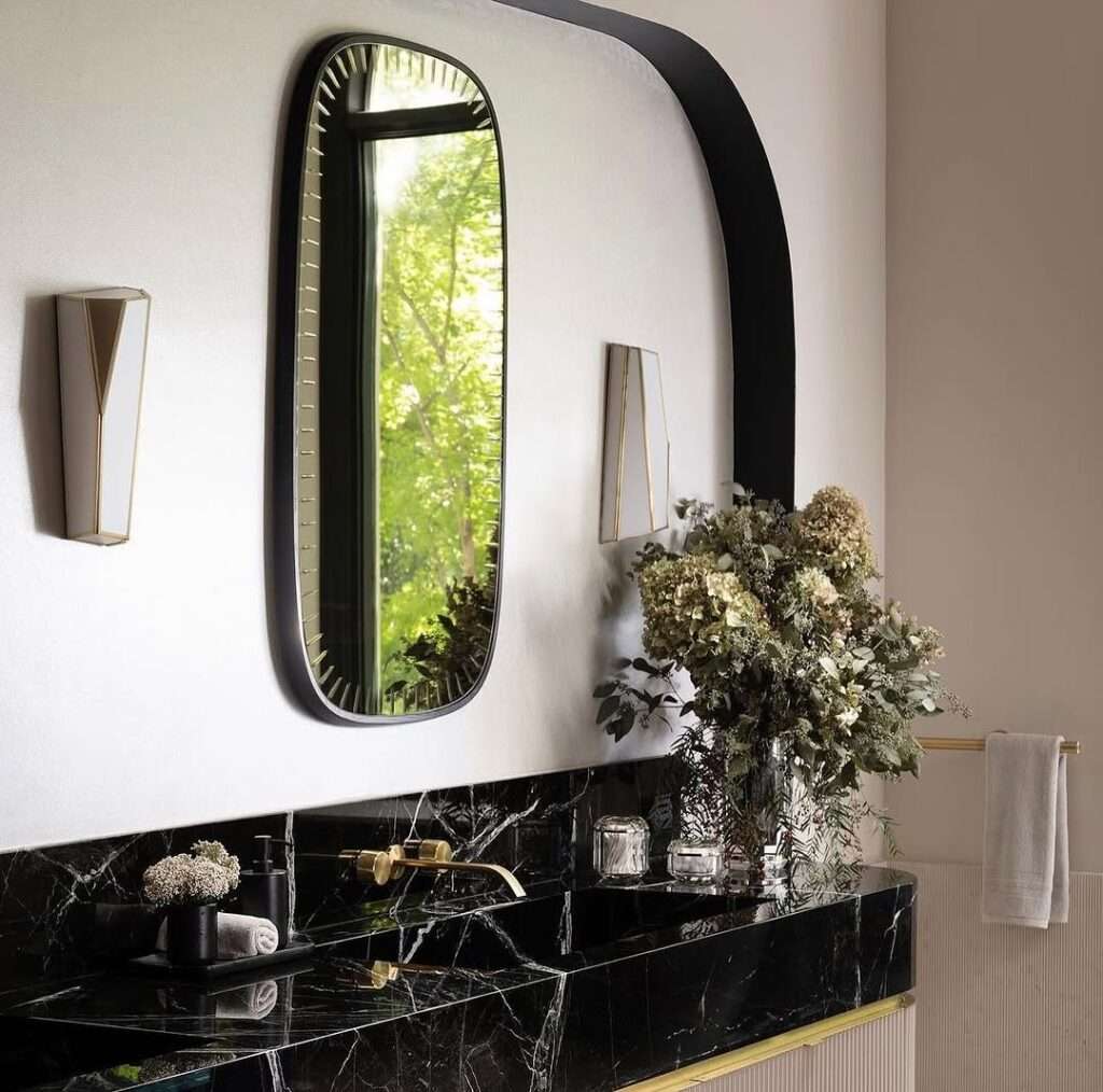 Countertop With a Mirror Above